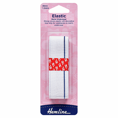 H640 Mens Underwear Elastic: 1.2m x 28mm: White